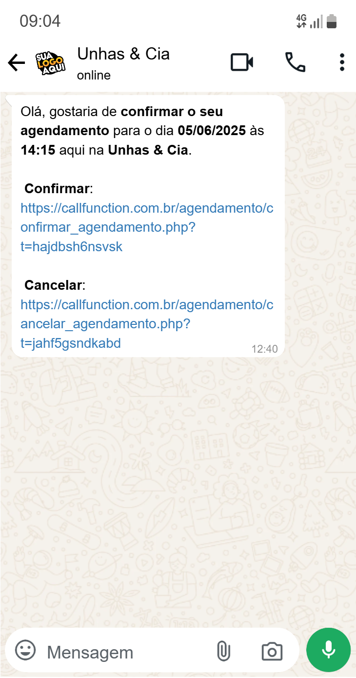 Confirmação de presença via whatsapp